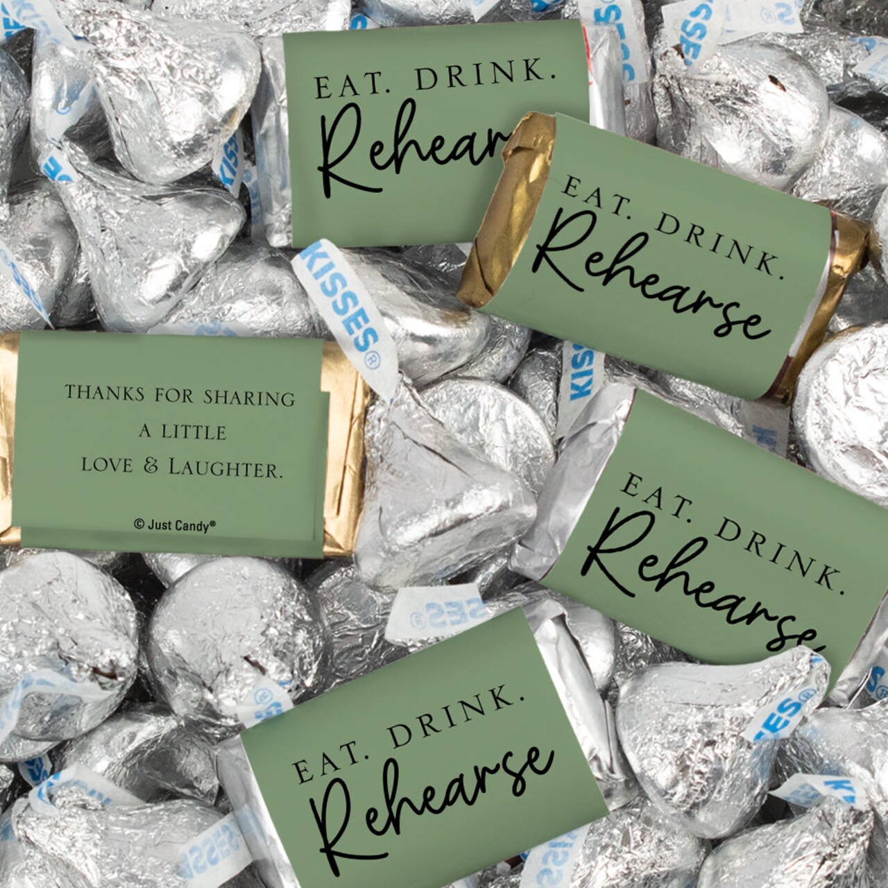124 Pcs Wedding Rehearsal Dinner Candy Favors Miniatures Chocolate & Kisses (1.52 lbs) - Blush